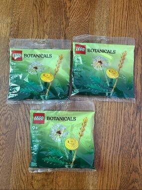 3 LEGO Botanicals Yellow & Clear Mini Flower Builds